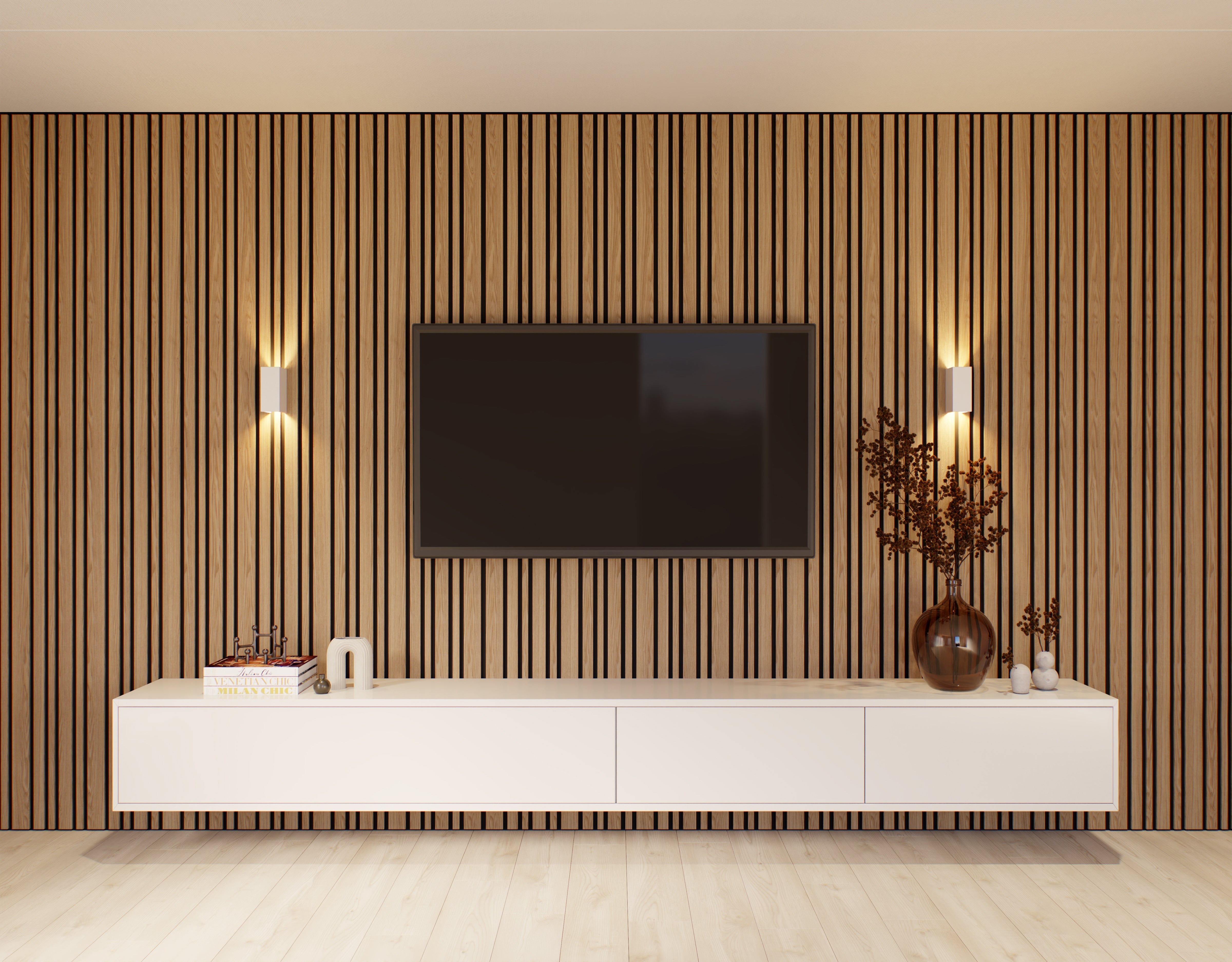 Lattenwand Decowall Acoustic Blend brons eiken 260x60cm