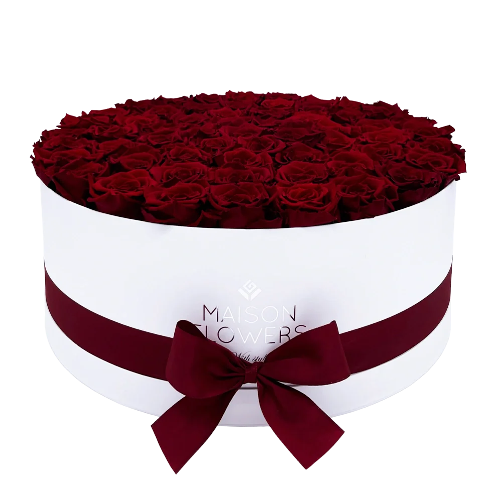 Longlife Dark Red Maxi Round White Box